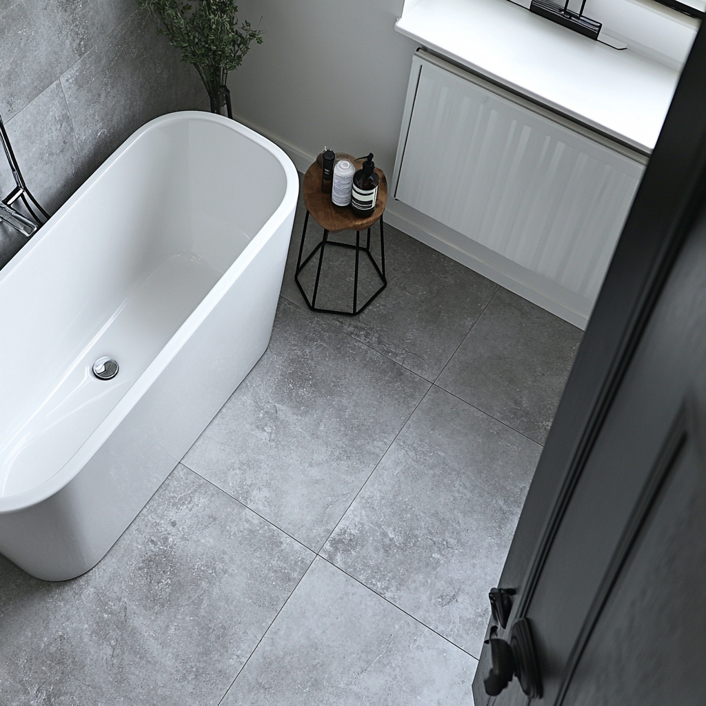 dave 26698 Grey luxury vinyl tiles in a small but modern Brit d702ac19 ec58 4c01 8f08 3948b8a8c078 0