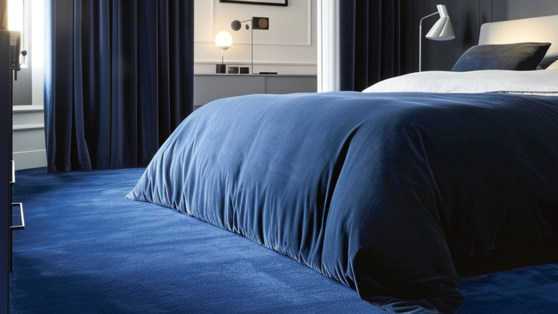 How To Style A Bedroom With Blue Carpet